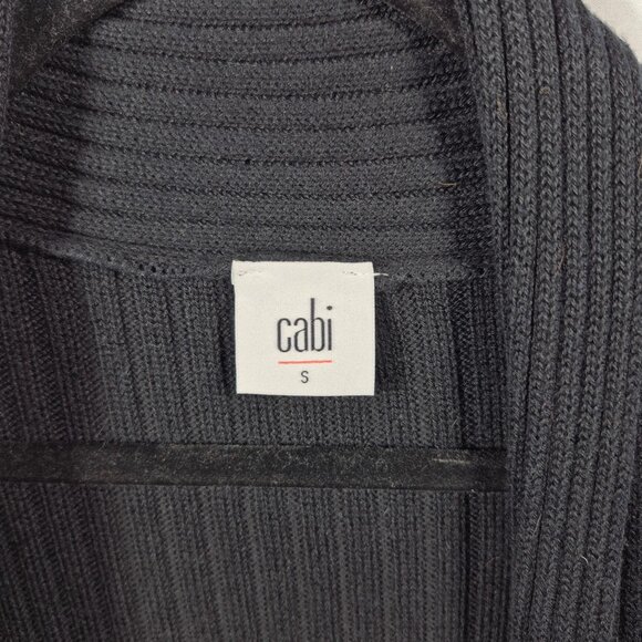 Cabi Sweater Womens S Black Ribbed Knit Cardigan Open Front Duster Long Sleeve - Picture 4 of 7
